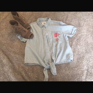 YMI Crop Top Front Tying Shirt